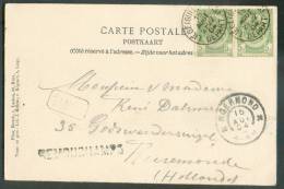 56(2) - 5 Cent. Armoiries (paire) Obl. Sc LIEGE (Guillemins) Départ S/C.V (Sougnez Et Remouchamps - Le Pont) Du 15 Août - Linear Postmarks