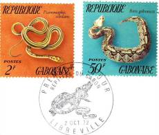 F. D. C. GABON - Serpents - 2 F & 50 F CFA - Serpents