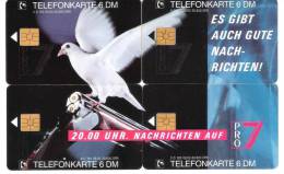 Germany - 4 Chip Card Puzzle Set - Puzzel - Puzzles - Pro 7 - Bird - Weisse Taube - Vogel - O-Serie : Serie Clienti Esclusi Dal Servizio Delle Collezioni