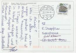Norway 1996 Picture Postcard From Bergen To Switzerland Franked With 4,50 K. Beaver - Rodents