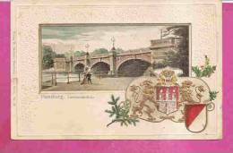 HAMBURG   -    LITHO PRÄGEKARTE * DIE LOMBARDSBRÜCKE *    -   Editeur :  N/ NACHUM Aus Hamburg  N° 12 - Mitte