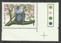 INDIA, 1983, Wildlife,Lion Tailed Macaque,With Traffic Lights, Bottom Right, MNH, (**) - Ungebraucht
