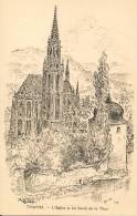 C.P. ILLUSTREE PAR ROBIDA - THANN - L'EGLISE ET LES BORDS DE LA THUR - Robida