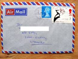 Cover Sent From Great Britain To Lithuania On 1998, Eric Moretambe - Cartas & Documentos