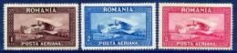 ROMANIA 1928 Airmail Set With Horizontal Watermark, Hinged Mint.  Michel 336-38Y - Ungebraucht