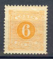 ## Sweden 1877/91 Mi. 4B       6 Ø Postage Due 4-sided Perf MH* - Postage Due