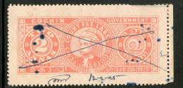 India Fiscal Cochin State 2As Raja Kerala Varma II Type26 KM402 Court Fee Revenue Stamp Inde Indien # 3923C - Cochin