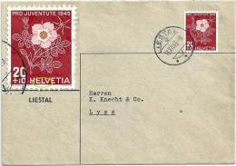 Brief  Liestal - Lyss  (PJ-Frankatur Abart)         1945 - Lettres & Documents