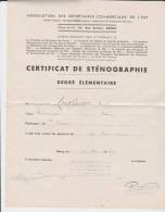 Certificat De Sténographie Nancy 1949 - Diplome Und Schulzeugnisse