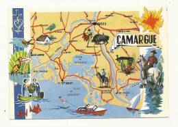 Cp, Carte Géographique, La Camargue, Plan Touristique - Carte Geografiche