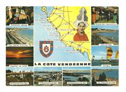 Cp, Carte Géographique, La Côte Vendéenne - Carte Geografiche