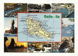 Cp, Carte Géographique, Belle-Ile-en-Mer (56) - Carte Geografiche