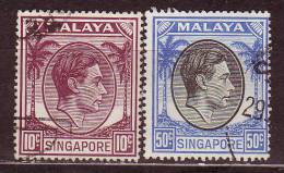 SINGAPOUR - 1948 - YT N° 9B + 15B - Oblitérés - - Singapur (...-1959)