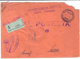 VER1478 - ITALIA 10/7/1942 , ASSICURATA Da Deposito C.R.E.M. Taranto - Franchigia