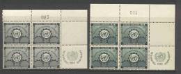 UN New York 1953 4-Block Michel 23-24 RZf And KN (see Scann) - Hojas Y Bloques