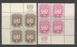 UN New York 1954 4-Block Michel 29-30  RZf (see Scann) - Blocks & Sheetlets