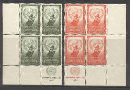 UN New York 1954 4-Block Michel 33-34 RZf - Blocs-feuillets