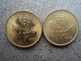 ITALIA  REPUBBLICA  -  LOTTO  MONETE  20£.  ANNI  DIVERSI  (1982  E  1985 ) - - 20 Lire