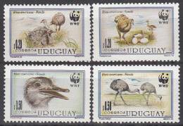 Bird (Oiseau), Uruguay Sc1509-12 Ostrich, WWF - Struzzi