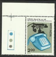 INDIA, 1982, Telephone Service Centenery,  With Traffic Lights,Top Left ,MNH, (**) - Ungebraucht
