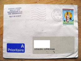 Cover Sent From Denmark To Lithuania On 1996, Kobenhavn Kulturby 96 Culture - Lettres & Documents