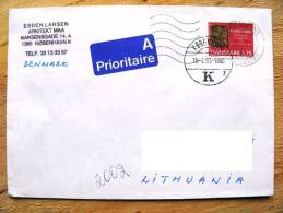 Cover Sent From Denmark To Lithuania On 1993, Guldgubbe - Briefe U. Dokumente