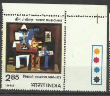 INDIA, 1982, Three Musicians By Pablo Picasso,(1881-1973), With Traffic Lights,Top Right ,MNH, (**) - Ungebraucht