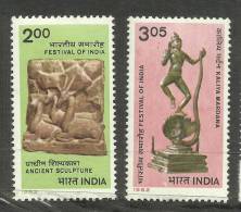 INDIA, 1982, Festival Of India, Ancient Sculpture,  Deer And  Krishna , Set 2 V ,MNH, (**) - Ungebraucht