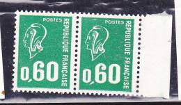 FRANCE N° 1814 60C VERT TYPE BECQUET BONNET COUPE TENANT A NORMAL NEUF SANS CHARNIERE - Nuovi