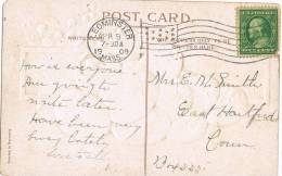 0519. Postal LEOMINSTER (Mass)  1909. Stamp Franklin. Flag - Brieven En Documenten