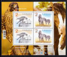 Canada MNH Scott #1692b Souvenir Sheet Of 4 $2 Peregrine Falcon, Sable Island Horse - Neufs