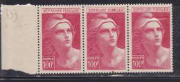 FRANCE N° 733 100F CARMIN MARIANNE DE GANDON N BARREE + POINT ROUGE DS LA CHEVELURE NEUF SANS CHARNIERE - Unused Stamps