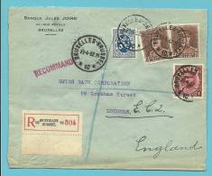 285+317+321 Op Brief Aangetekend Met Stempel BRUXELLES Naar LONDON (G.B.) - 1931-1934 Quepis