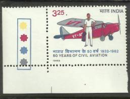 INDIA,1982,50th Anniversary Of Civil Aviation With Traffic Lights, Bottom Lef T ,MNH,(**) - Ungebraucht