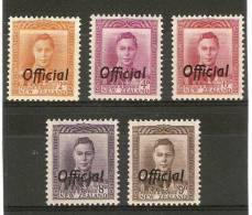 NEW ZEALAND  1947 SET TO 9d OFFICIALS SG 0152/0156 LIGHTLY MOUNTED MINT Cat 47.75 - Service