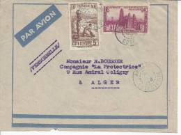 COTE D'IVOIRE  -  1945  -   LETTRE DE ABIDJEAN  A  DESTINATION  DE  ALGER  PAR  AVION  -  TB  - - Covers & Documents
