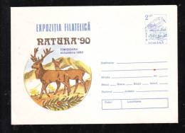 DEER 1990,COVER STATIONERY,UNUSED,ROMANIA. - Selvaggina