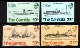 Gambia Scott 408/411, 1980 London 80 Set MH* Ships - Gambia (1965-...)