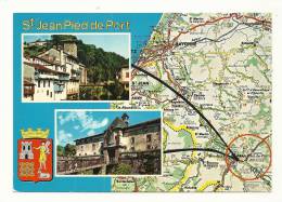 Cp, Carte Géographique, St-Jean Pied De Port, D´après Carte Du Pneu Micheilin N° 42 - Carte Geografiche