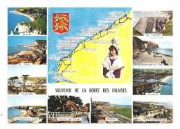 Cp, Carte Géographique, Souvenir De La Route Des Falaises - Carte Geografiche