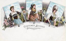 Costumes Suisses Switzerland 1898 Aargau & Graubunden & Appenzell Postcard - Sin Clasificación