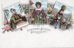 Costumes Suisses Switzerland 1898 Glarus & Zug & Freiburg Postcard - Unclassified