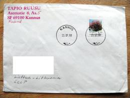 Cover Sent From Finland To Lithuania On 1990 Plants - Lettres & Documents