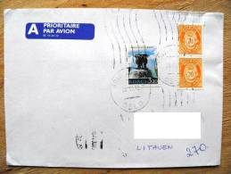 Cover Sent From Norway To Lithuania On 1992,  Norden Tourism Fountain - Storia Postale