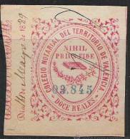 311-SELLO CLASICO AÑO 1863 ALTO VALOR FISCAL COLEGIO NOTARIAL VALENCIA 12 REALES ROSA DATA 18...  SELLO CLASICO ALTO VAL - Revenue Stamps