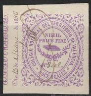 314-SELLO CLASICO AÑO 1863 ALTO VALOR FISCAL COLEGIO NOTARIAL VALENCIA 12 REALES LILA DATA 18...  SELLO CLASICO ALTO VAL - Revenue Stamps