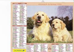 Almanach Du Facteur 1998,  Golden Retriever, Pralognan-la-Vanoise (73), Lac De Lugano (Suisse), OBERTHUR - Tamaño Grande : 1991-00