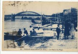 95 - PERSAN-BEAUMONT - LE PONT  ET LA PLAGE - CANOTAGE - Persan