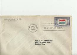 USA -1943 -FDC OVERRUN COUNTRIES SERIES – LUXEMBOURG   - ADDR. TO EASTON – PA  W 1 ST OF 5 C,  WASHINGTON –D.C. – AUG 10 - 1941-1950