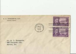 USA -1945 -FDC ROOSVELT  1982-1945 WHITE HOUSE ADDR TO EASTON – PA  W 2 STS OF 3 C,  WASHINGTON –D.C. – JUN 27, RE710 - 1941-1950